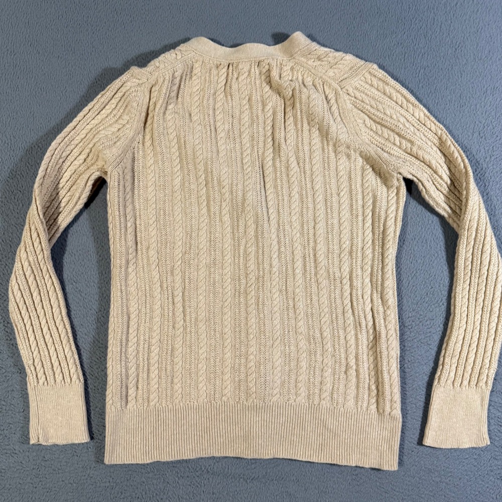 Lands' End Women's Cardigan Sweater Size‎ Sm Cable Knit Beige Button Wool Blend - Picture 4 of 7